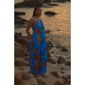 By Anthropologie Plunge Relaxed Fit Jumpsuit XL